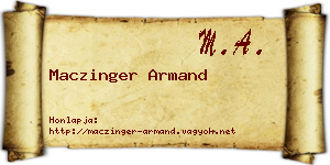 Maczinger Armand névjegykártya